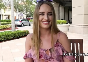 Blonde flashes ass for money in public