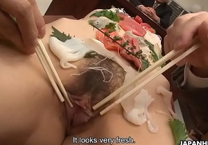 Sushi girl is the main course of the office gangbang